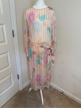 Vintage 100% Silk - The Silk Farm - Pastel Watercolor Midi Dress